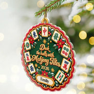 Christmas,Custom Text,Gift For Women,Gift For Yourself,Gifts For Her,Happy - Mahjong Player Christmas Gift - Personalized Merry Mahjong Acrylic Ornament