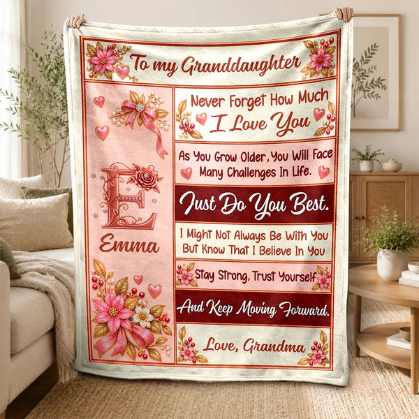 Birthday Gift For Granddaughter - Personalized Monogram Just Do Your Best Fleece Blanket, Sherpa Blanket
