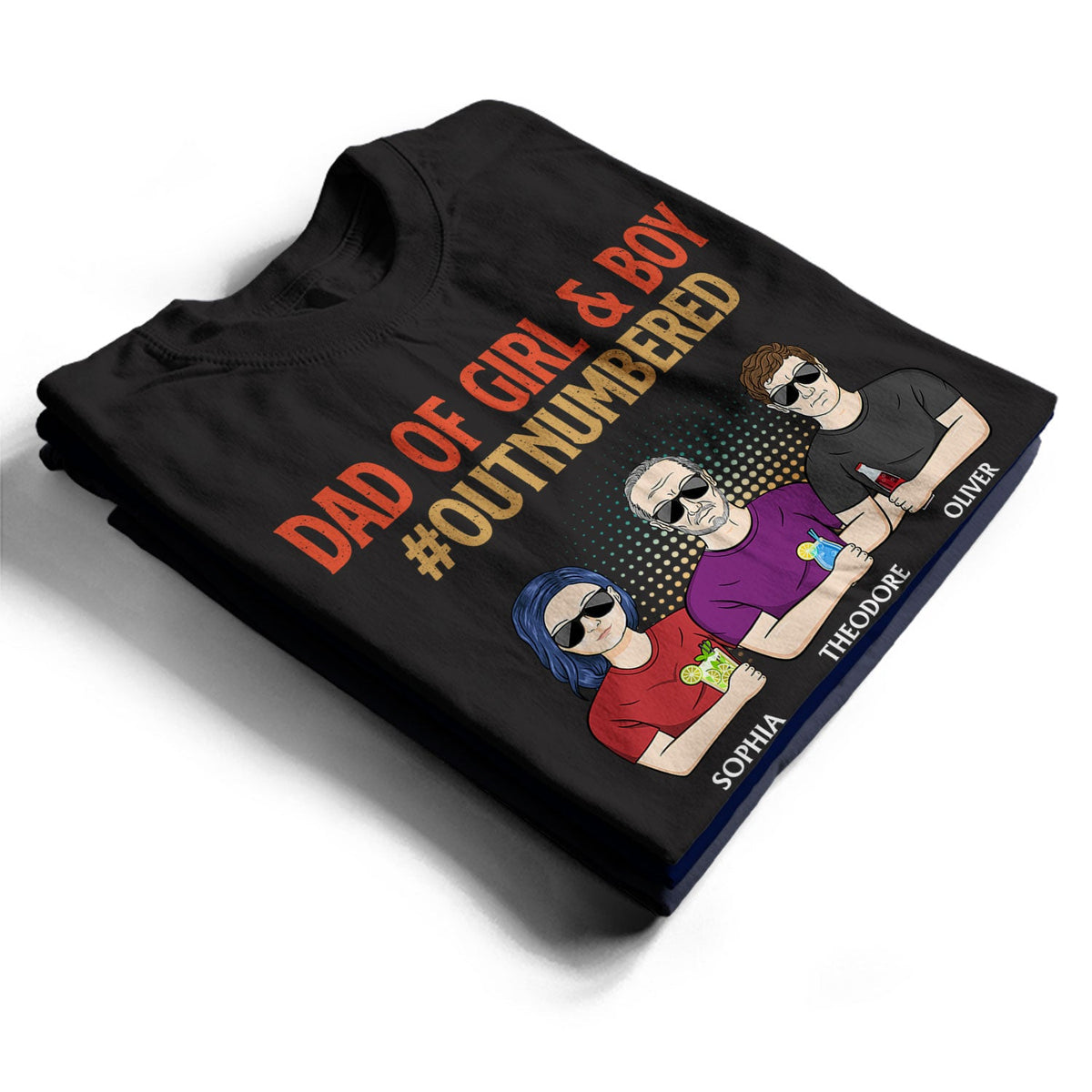 Papa de filles en infériorité numérique - Cadeau pour père - T-shirt personnalisé