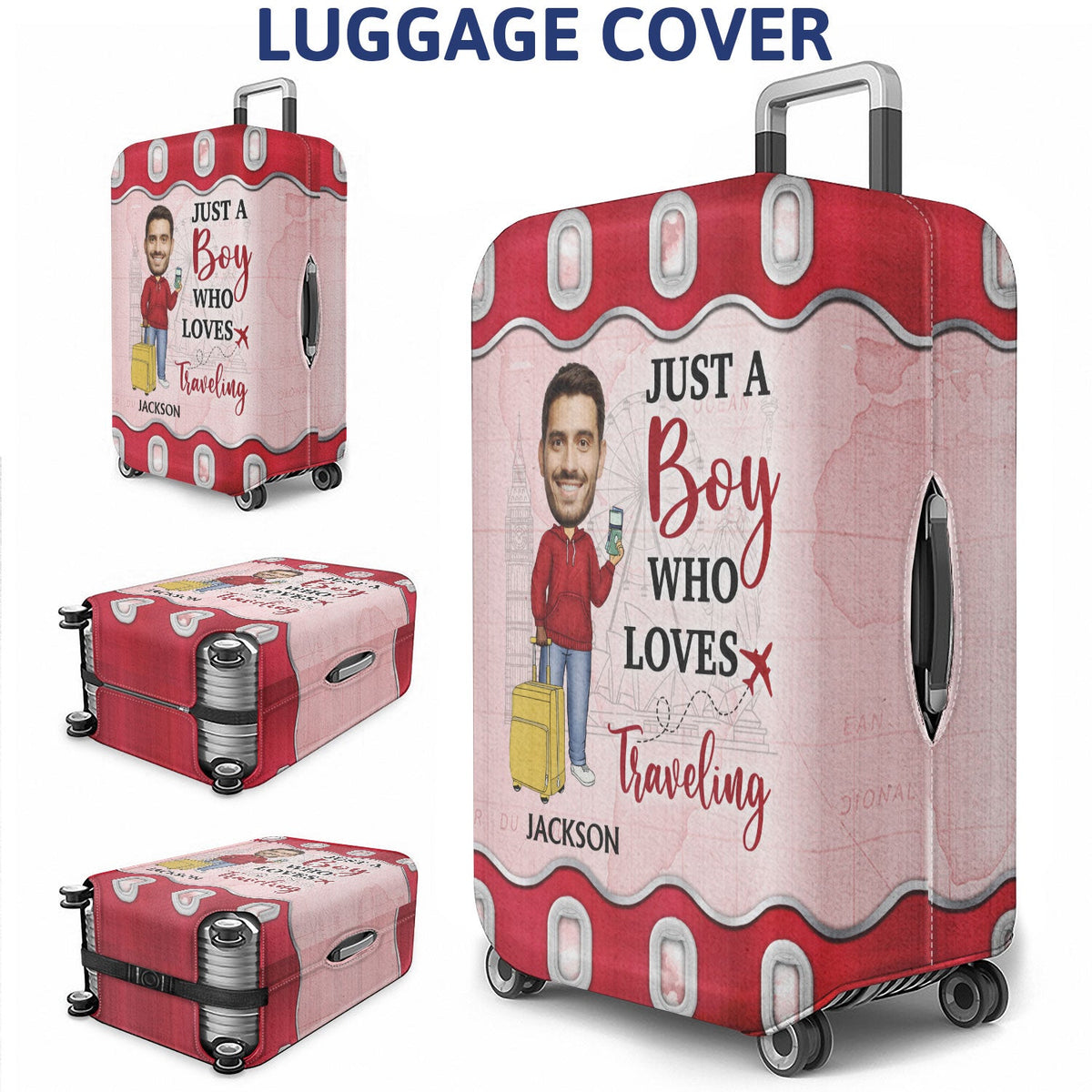 Custom Photo Just A Girl Boy Who Loves Traveling Cruising - Gift For Yourself, Travel Lovers - Personalized Custom Luggage Cover
