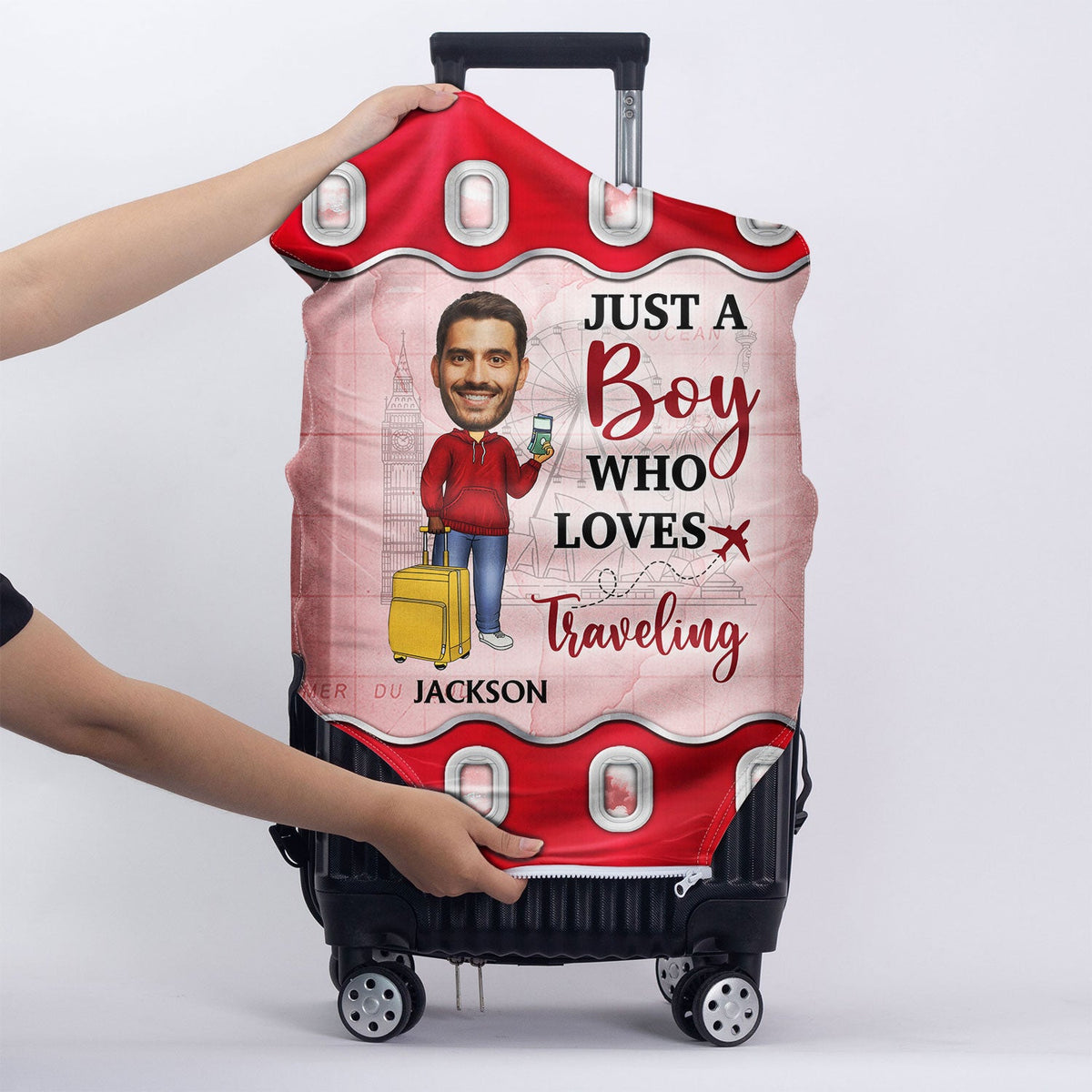 Custom Photo Just A Girl Boy Who Loves Traveling Cruising - Gift For Yourself, Travel Lovers - Personalized Custom Luggage Cover