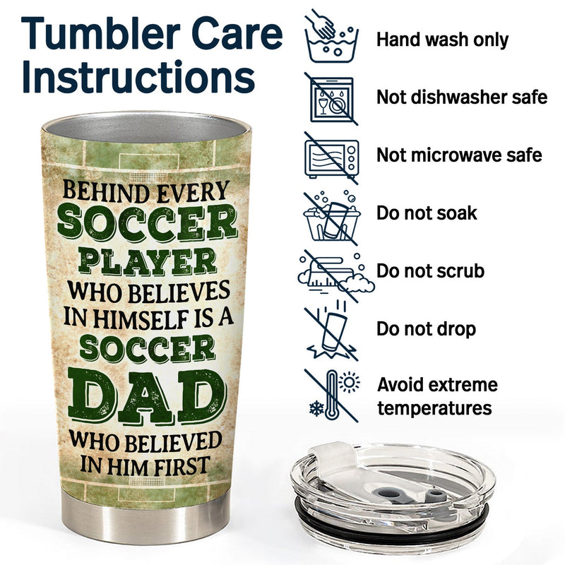 Custom Photo Every Player Who Believes In - Birthday, Loving Gift For Sport Fan, Dad, Father, Baseball, Basketball, Softball, Soccer, Football - Personalized Custom Tumbler