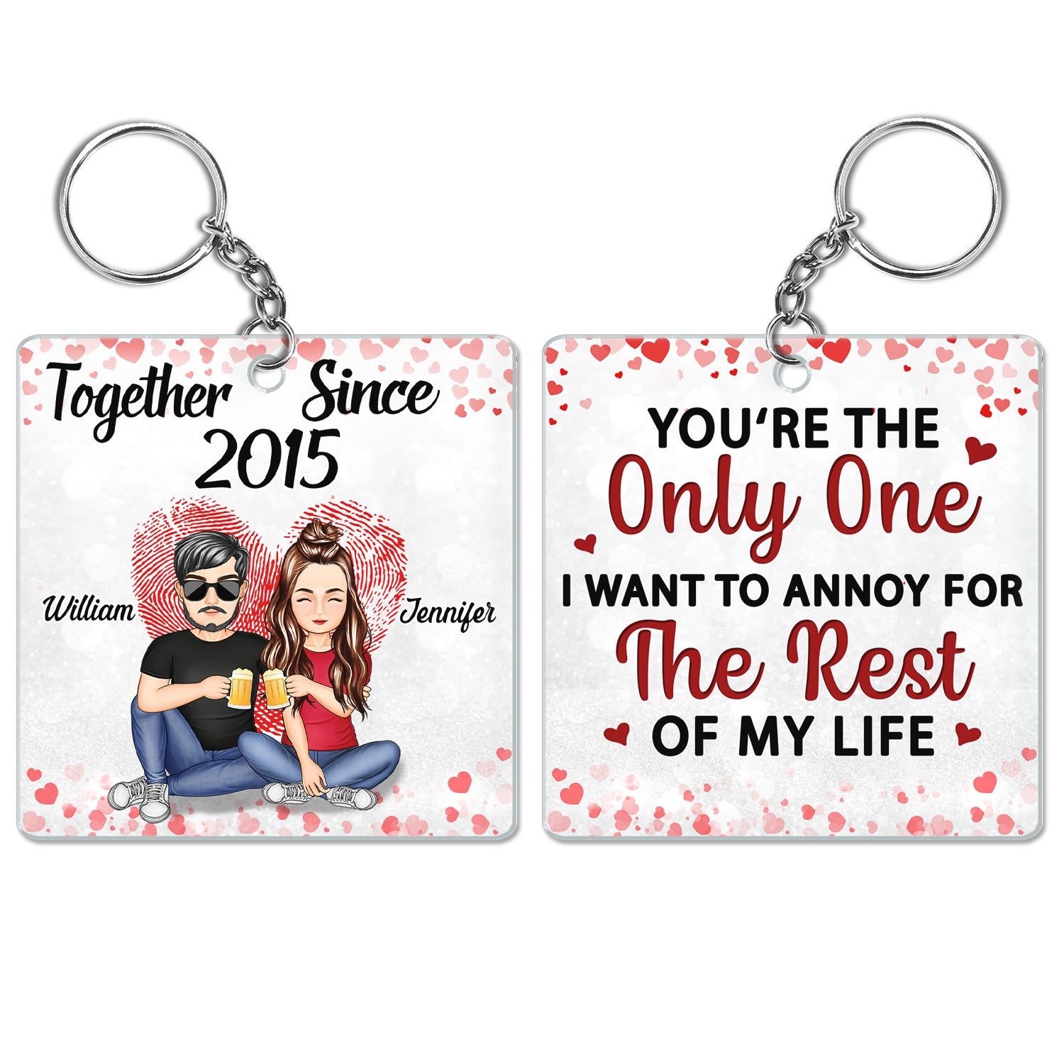 You're The Only One - Anniversary, Birthday Gift For Spouse, Husband, Wife, Boyfriend, Girlfriend, Coupler - Personalized Custom Acrylic Keychain