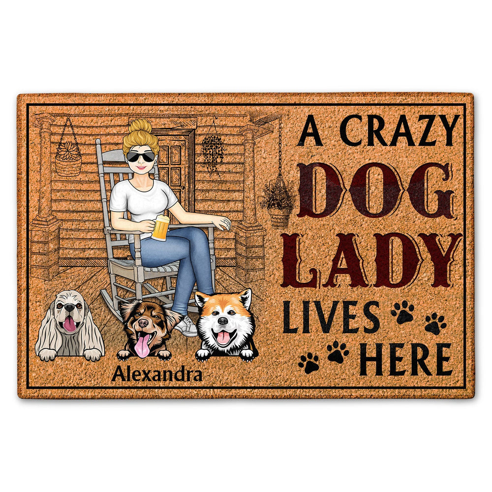 A Crazy Dog Cat Lady Lives Here - Birthday, Home Decor Gift For Yourself, Women, Mom, Mother, Pet Lovers - Personalized Custom Doormat