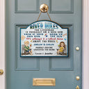 Pool Rules Swim At Your Own Risk Grilling Chibi - Home Decor, Backyard Decor, Gift For Her, Him, Family, Couples, Husband, Wife - Personalized Custom Shaped Wood Sign