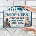 Pool Rules Swim At Your Own Risk Grilling Chibi - Home Decor, Backyard Decor, Gift For Her, Him, Family, Couples, Husband, Wife - Personalized Custom Shaped Wood Sign