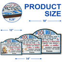 Pool Rules Swim At Your Own Risk Grilling Chibi - Home Decor, Backyard Decor, Gift For Her, Him, Family, Couples, Husband, Wife - Personalized Custom Shaped Wood Sign