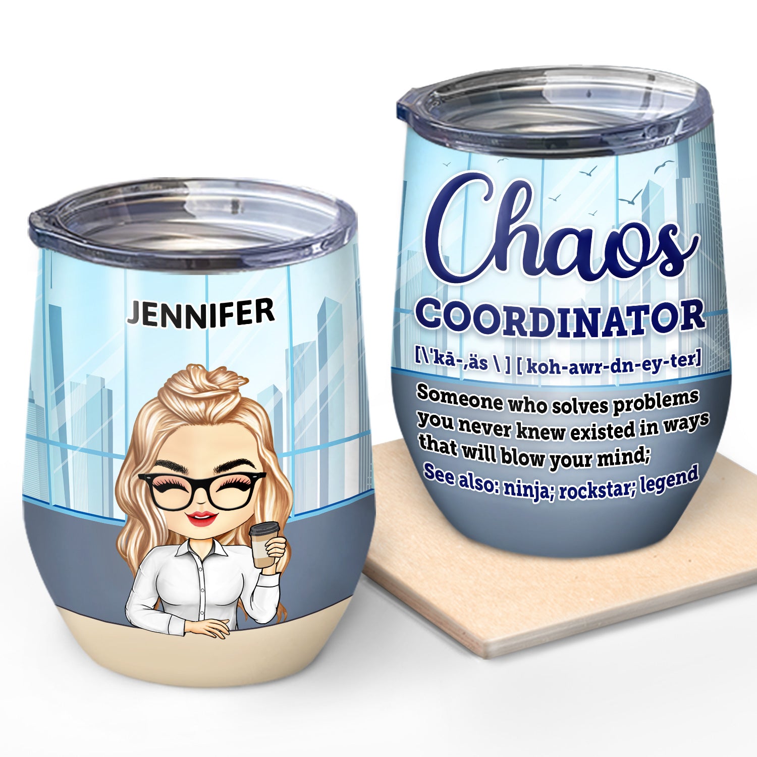 Chaos Coordinator - Funny, Anniversary, Birthday Gifts For Colleagues, Coworker, Manager, Boss - Personalized Custom Wine Tumbler