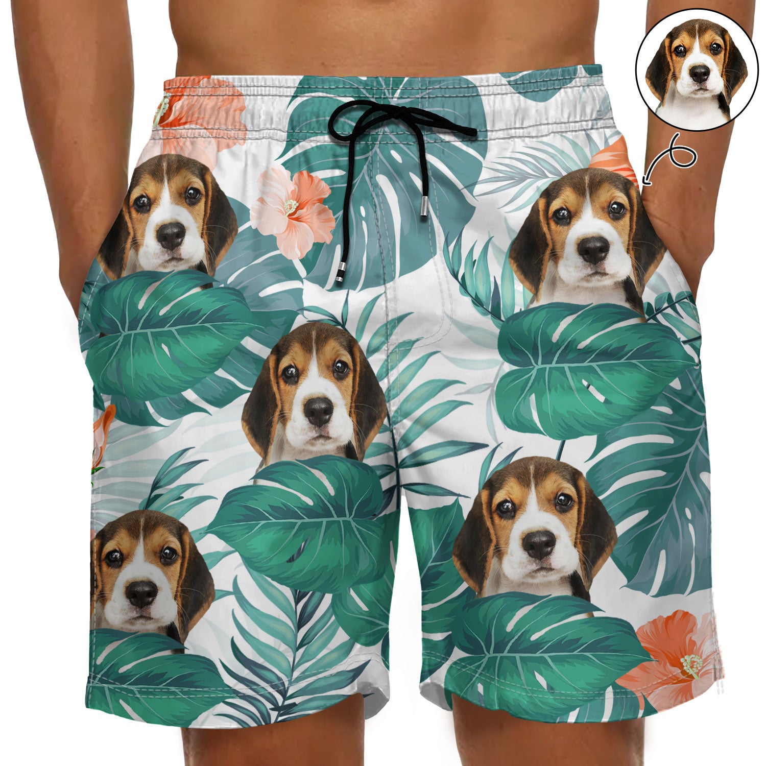 Custom Photo Funny Family Pet Face - Gift For Couples, Best Friends, Siblings, Dog And Cat Lovers - Personalized Custom Unisex Beach Shorts