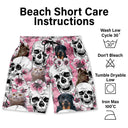 Custom Photo Skull Family Pet Face Tropical Leaf - Gift For Men, Dog And Cat Lovers - Personalized Custom Unisex Beach Shorts