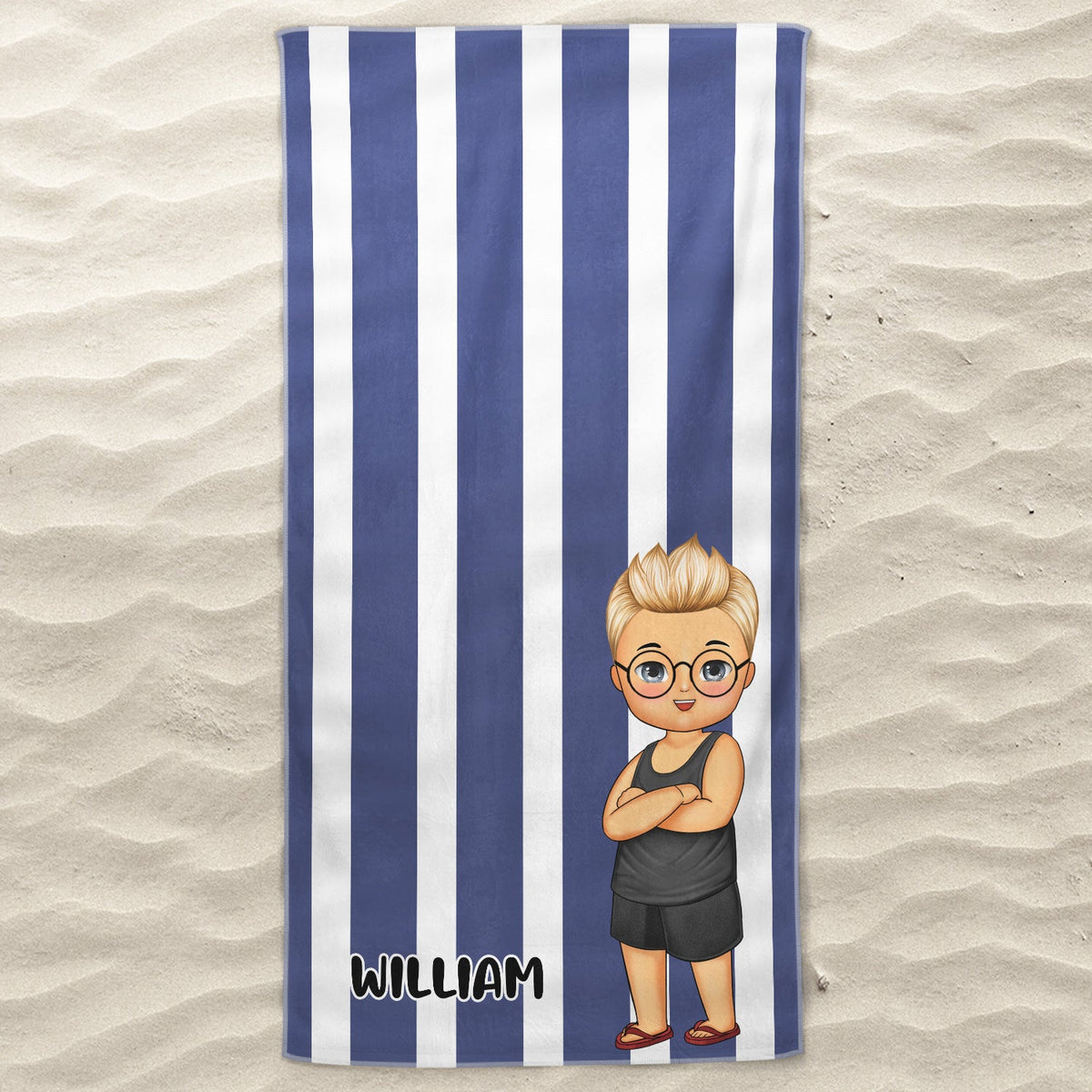 Kids Vacation Stripe - Gift For Children, Grandkids - Personalized Beach Towel