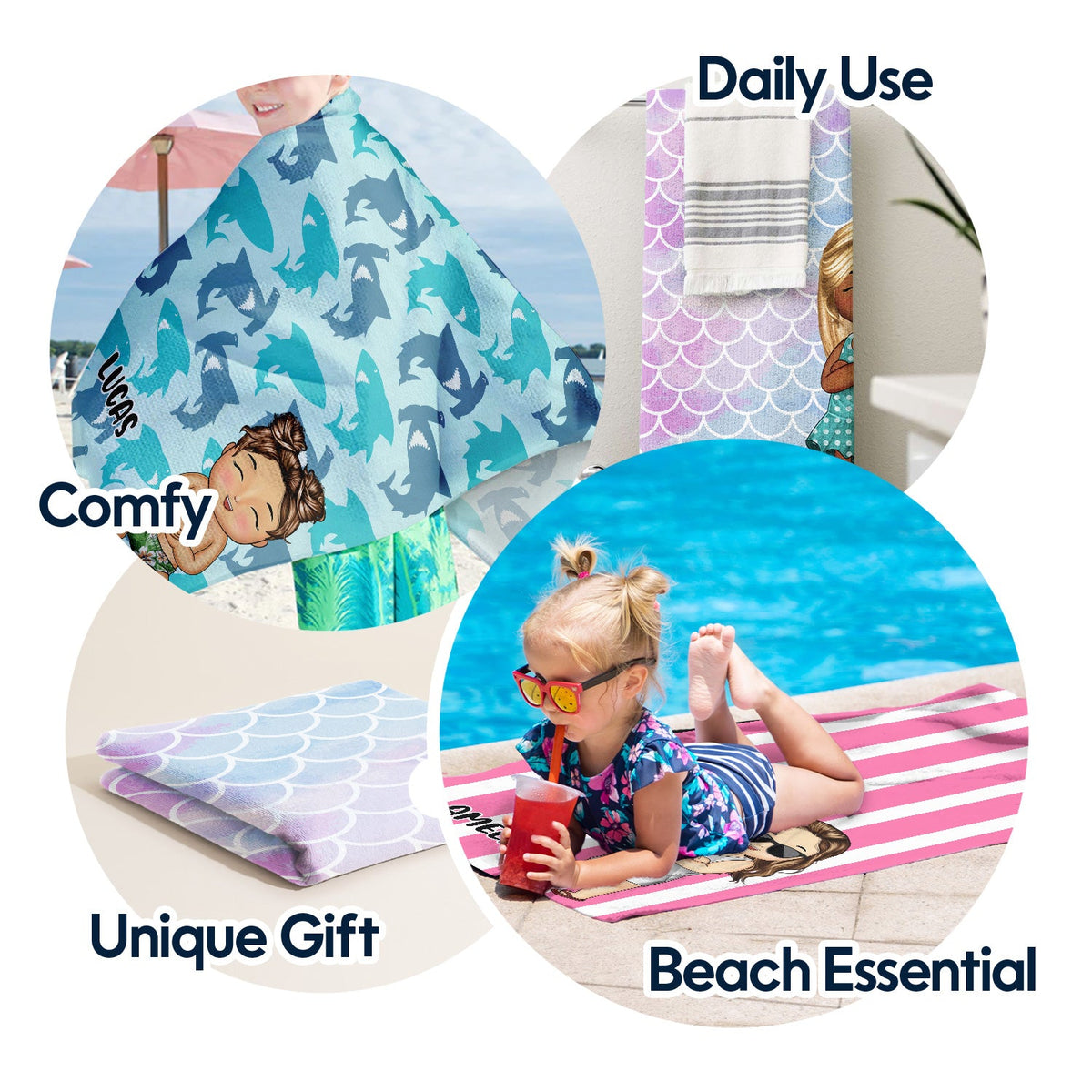 Kids Vacation Stripe - Gift For Children, Grandkids - Personalized Beach Towel