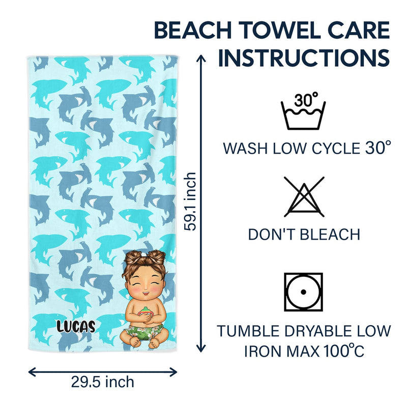 Kids Vacation Stripe - Gift For Children, Grandkids - Personalized Beach Towel