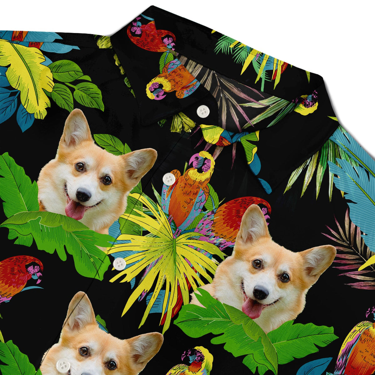Custom Photo Funny Family Pet Face Tropical Parrots - Gift For Pet Lovers, Dog Lovers, Cat Lovers - Personalized Hawaiian Shirt