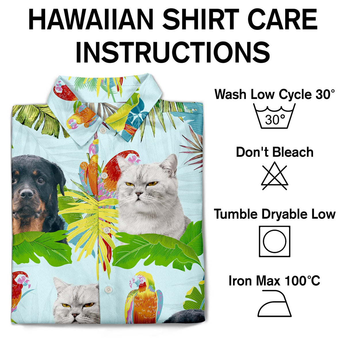 Custom Photo Funny Family Pet Face Tropical Parrots - Gift For Pet Lovers, Dog Lovers, Cat Lovers - Personalized Hawaiian Shirt