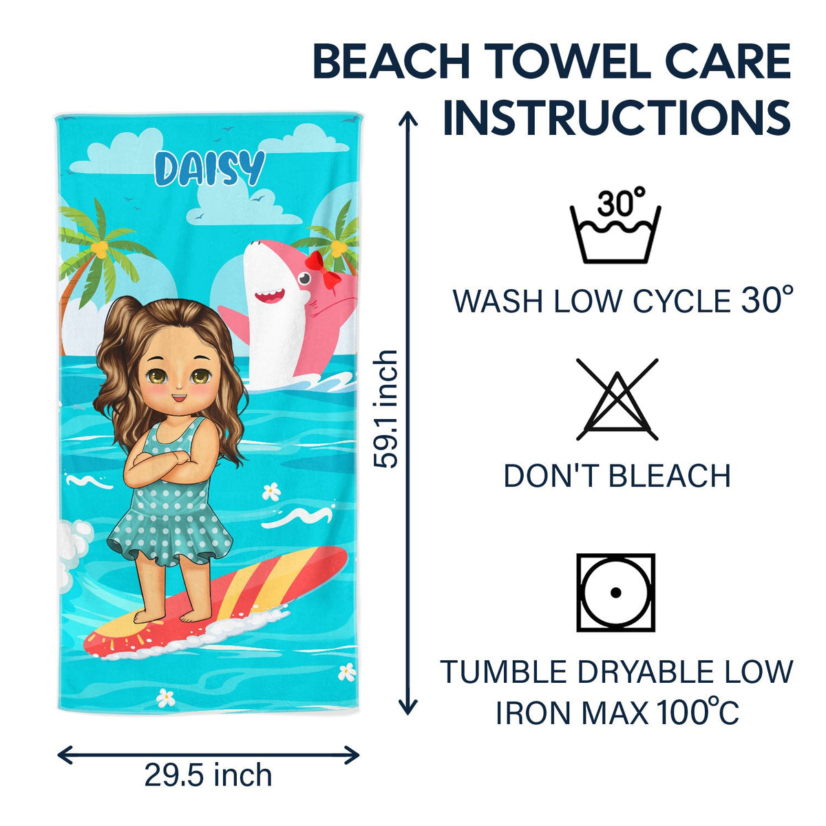 Baby And Kid Shark - Summer, Vacation, Beach Funny Gift For Kids - Personalized Beach Towel