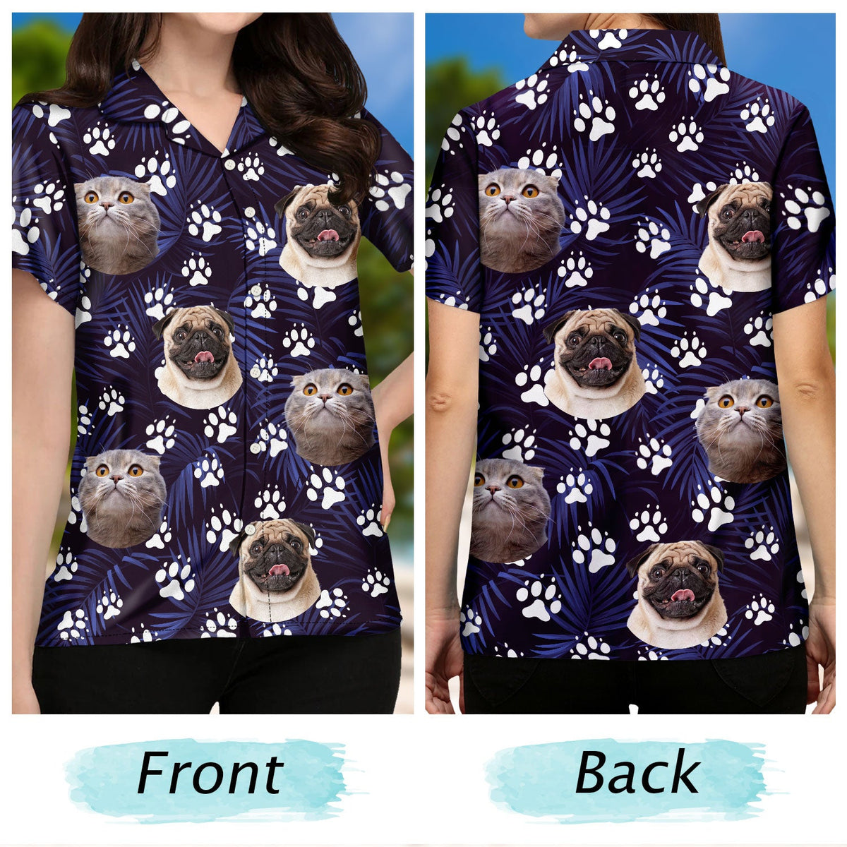 Custom Photo Funny Family Pet Face Colorful Paws - Gift For Pet Lovers ...