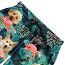 Custom Photo Funny Family Pet Face Flamingo - Funny Gift For Pet Lovers, Dog Mom, Cat Mom, Dog Dad, Cat Dad - Personalized Unisex Beach Shorts
