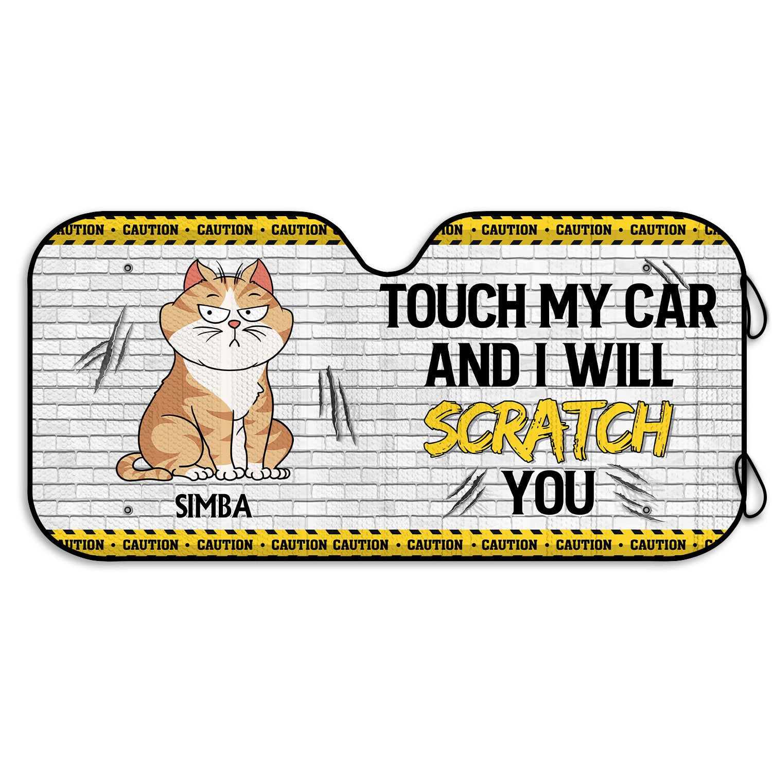 Touch My Car And I Will Scratch You - Gift For Cat Lovers - Personalized Auto Sunshade