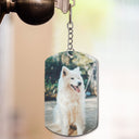 Custom Photo You Left Paw Prints On My Heart - Pet Memorial Gift - Personalized Aluminum Keychain