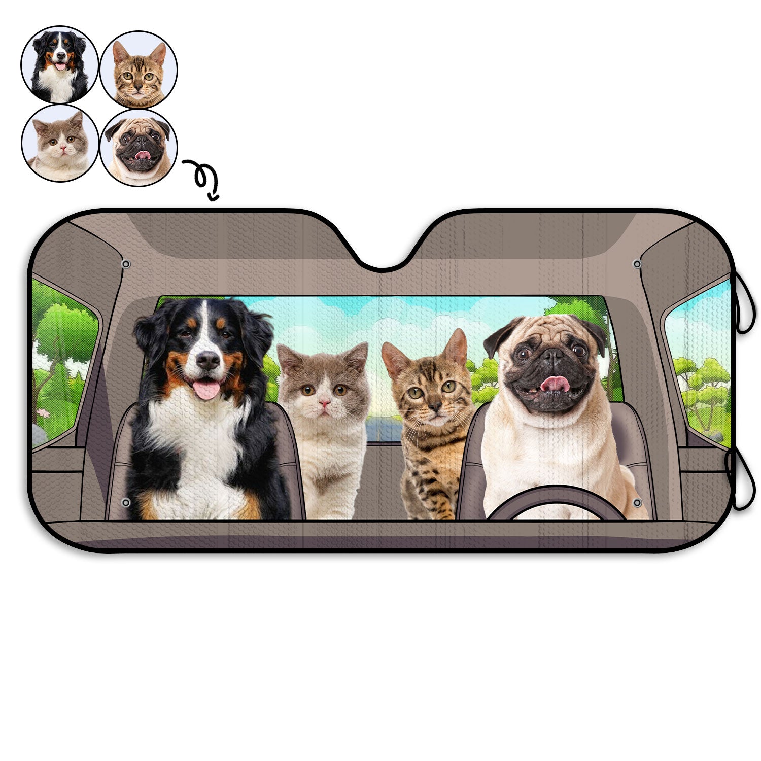 Custom Photo Happy Trip - Gift For Pet Lovers - Personalized Auto Sunshade