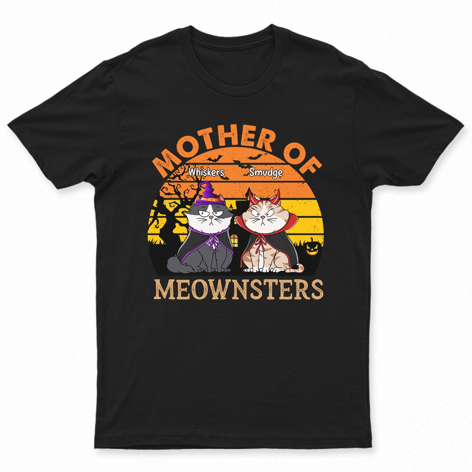 Mother Of Meownsters - Halloween Gift For Cat Mom, Cat Dad, Cat Lovers - Personalized T Shirt