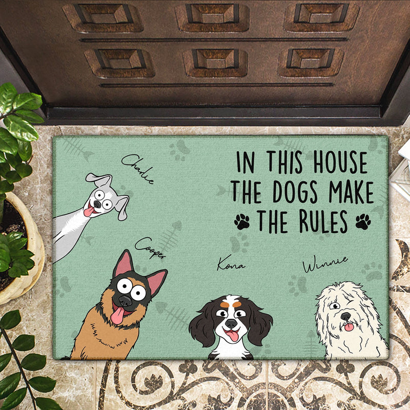 We Rule The House Dog Version - Home Decor, Birthday, Funny, Housewarming Gift For Dog Lovers - Personalized Doormat