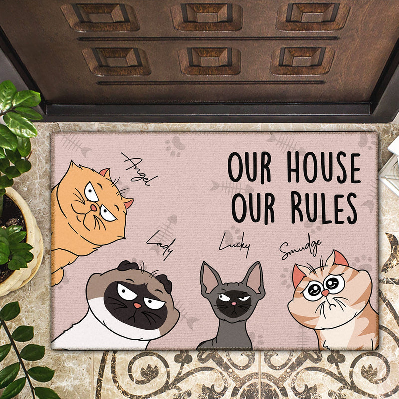 We Rule The House Cat Version - Home Decor, Birthday, Funny, Housewarming Gift For Cat Lovers - Personalized Doormat