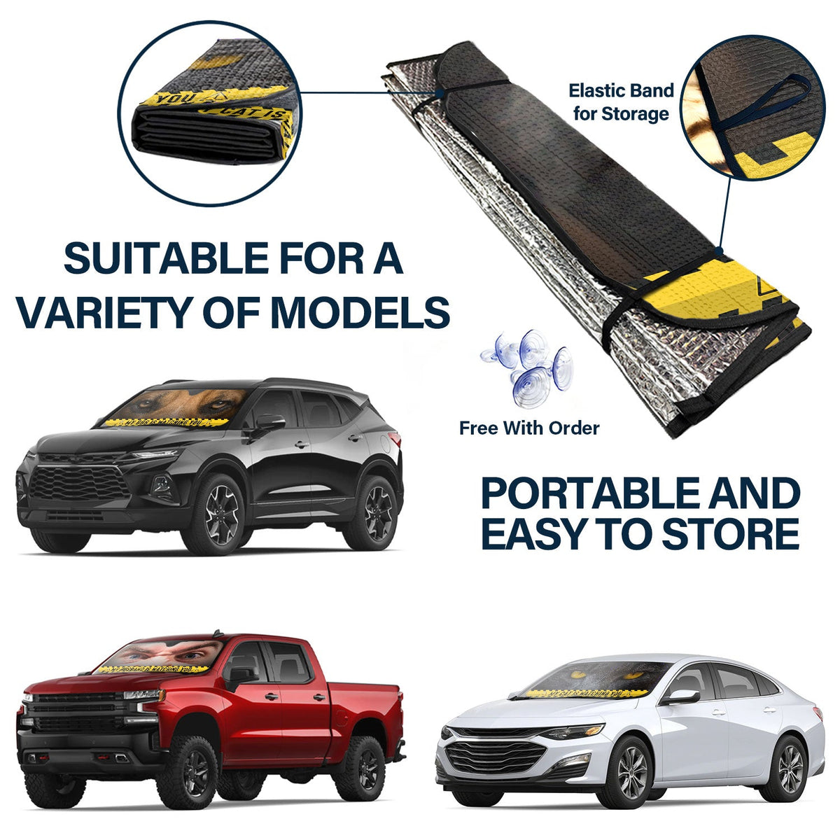 Custom Photo Funny Face Husband Wife Dog Cat Is Watching You - Gift For Family, Pet Lovers - Personalized Auto Sunshade