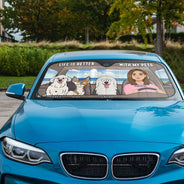 La vie est meilleure avec mes animaux de compagnie - Cadeau pour les amoureux des animaux - Pare-soleil de voiture personnalisé