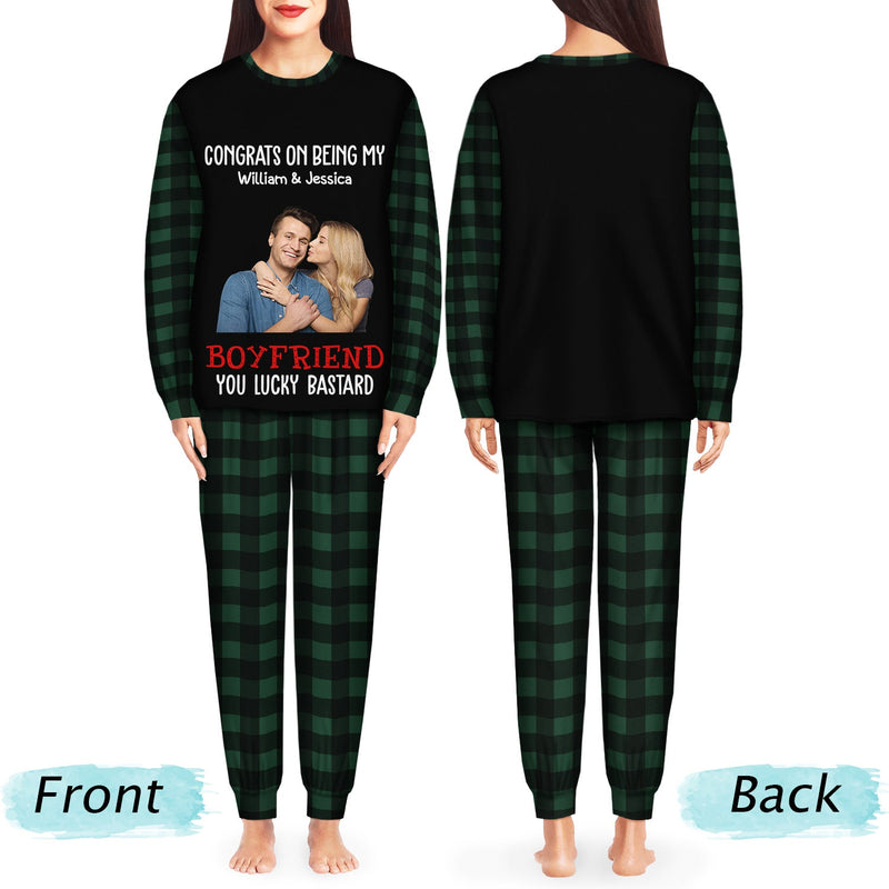Custom Photo Congrats On Being My Husband - Gift For Couples, Family - Personalized Unisex Pajamas Set