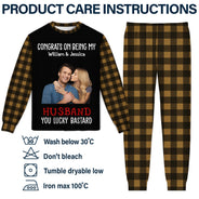 Custom Photo Congrats On Being My Husband - Gift For Couples, Family - Personalized Unisex Pajamas Set