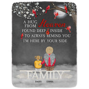 Sending Hugs From Heaven - Family Memorial Gift - Personalized Fleece Blanket