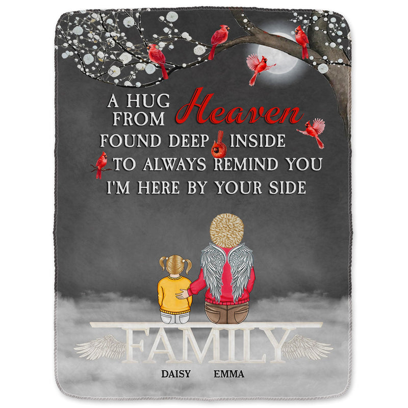 Sending Hugs From Heaven - Family Memorial Gift - Personalized Fleece Blanket