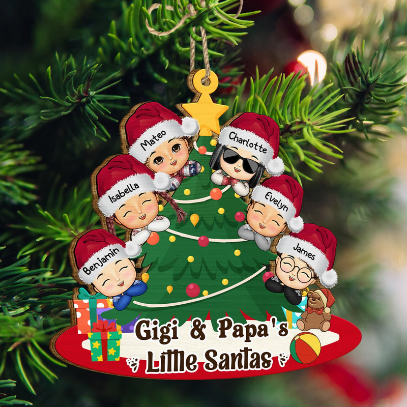 Le petit Père Noël de Gigi et Papa - Cadeau de Noël pour grands-parents et parents - Décoration en bois découpée personnalisée