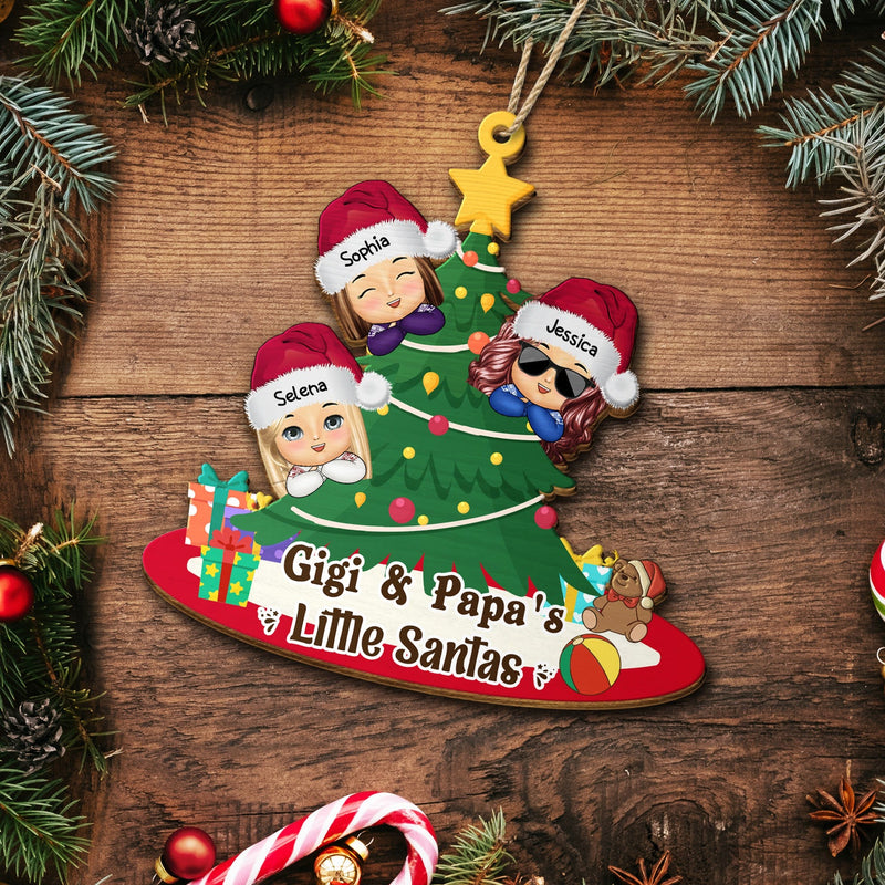 Le petit Père Noël de Gigi et Papa - Cadeau de Noël pour grands-parents et parents - Décoration en bois découpée personnalisée