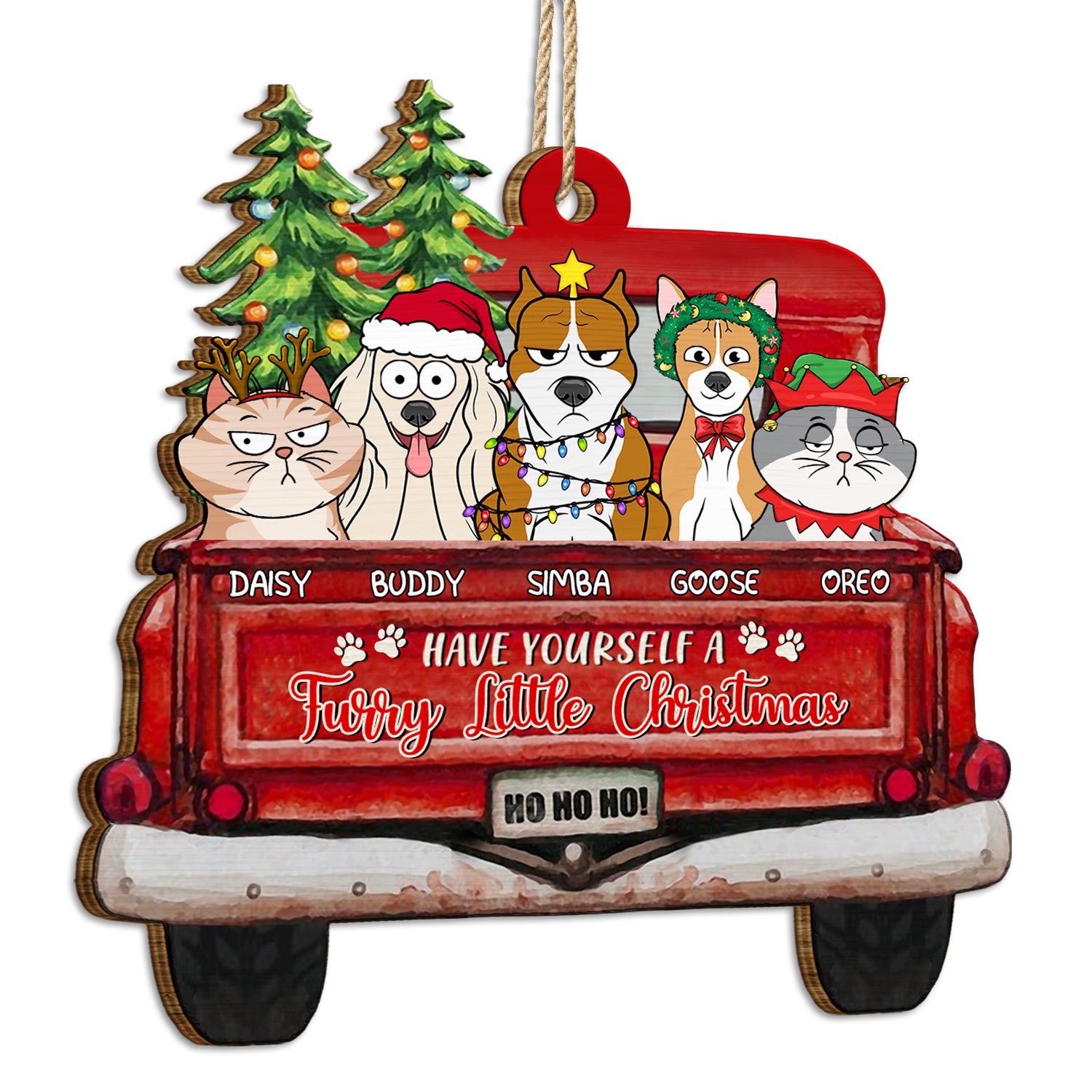 Have Yourself A Furry Little Christmas - Christmas Gift For Dog, Cat, Pet Lovers - Personalized Wooden Cutout Ornament