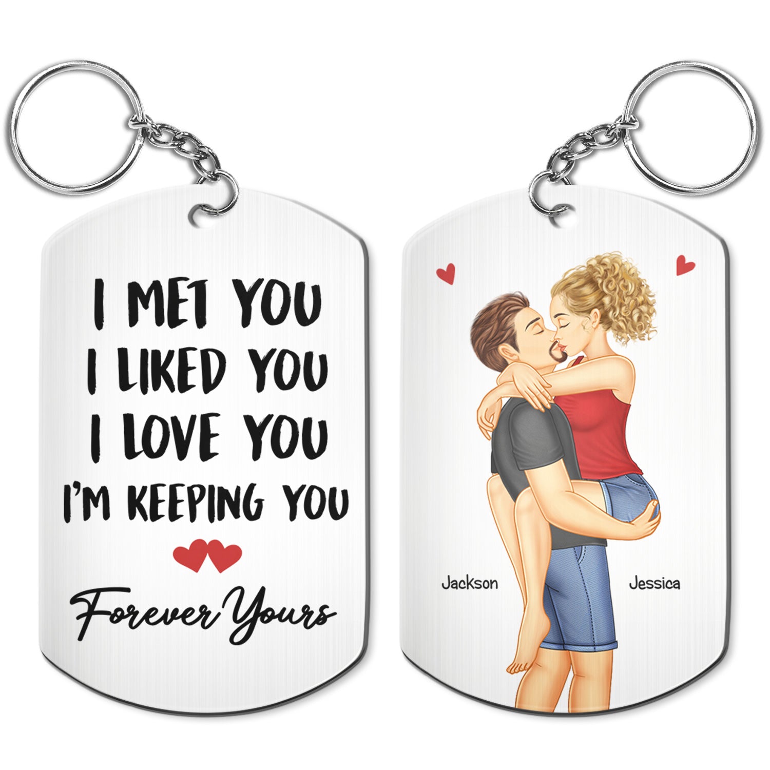 I Met You I Liked You I Love You Keeping You - Birthday, Loving, Anniversary Gift For Spouse, Hubby, Wifey, Boyfriend, Girlfriend, Couple - Personalized Aluminum Keychain