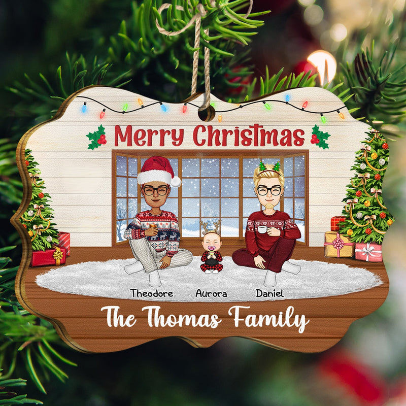 Joyeux Noël, belle famille ! Cadeau pour les parents ! Décoration en bois avec médaillon personnalisé.