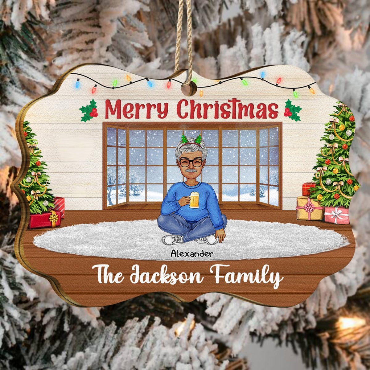 Joyeux Noël, belle famille ! Cadeau pour les parents ! Décoration en bois avec médaillon personnalisé.