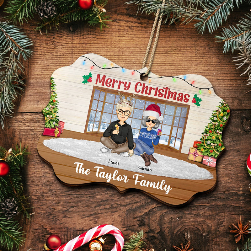 Joyeux Noël, belle famille ! Cadeau pour les parents ! Décoration en bois avec médaillon personnalisé.