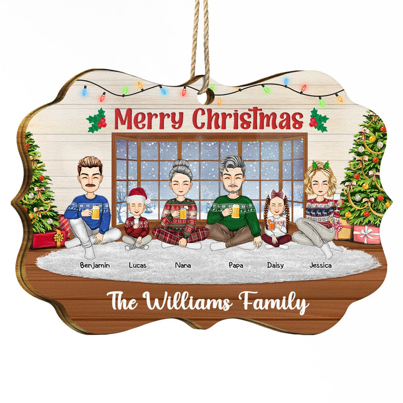 Joyeux Noël, belle famille ! Cadeau pour les parents ! Décoration en bois avec médaillon personnalisé.