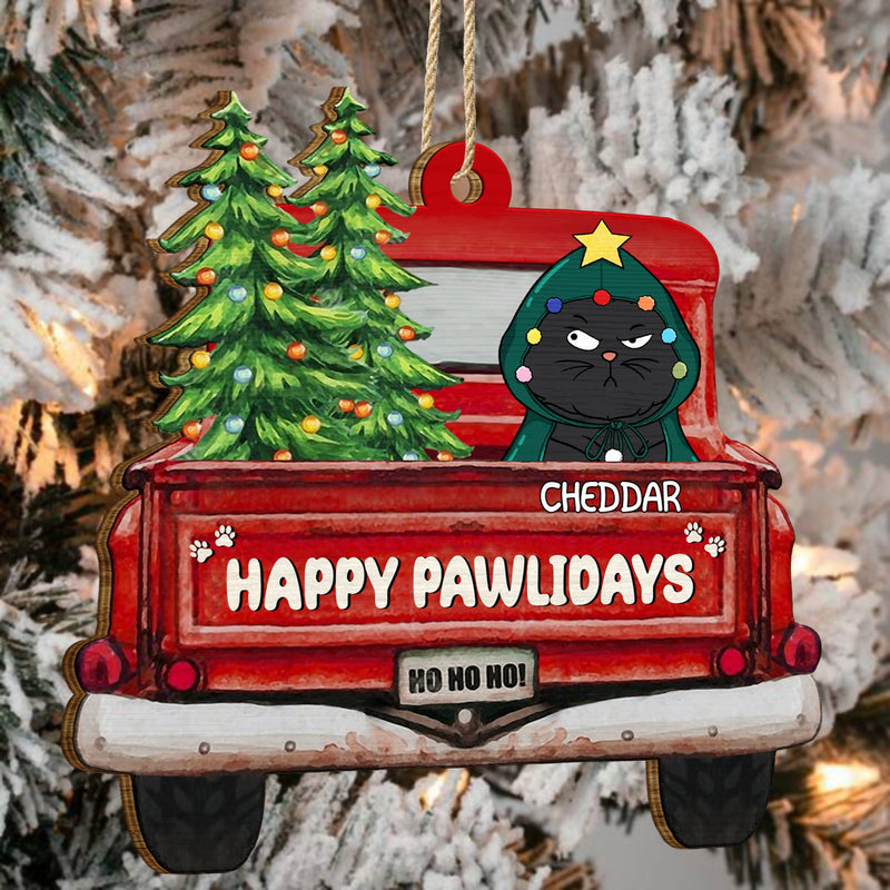 Meowy Christmas - Christmas Gift For Cat Lovers - Personalized Wooden Cutout Ornament