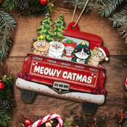 Meowy Christmas - Christmas Gift For Cat Lovers - Personalized Wooden Cutout Ornament