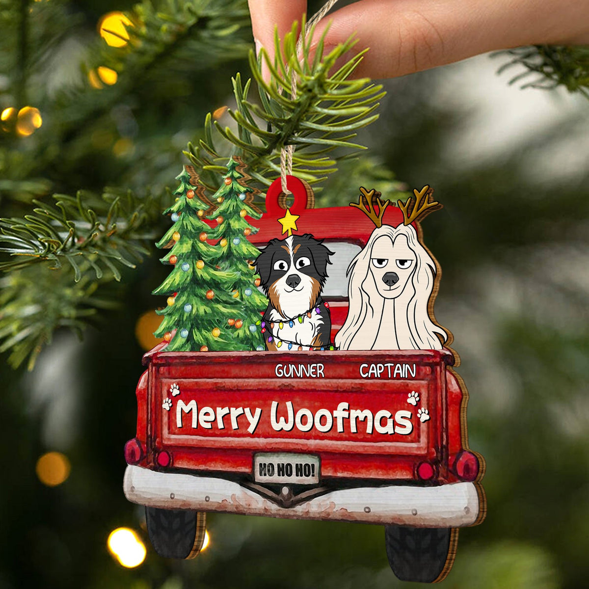 Merry Woofmas - Christmas Gift For Dog Lovers - Personalized Wooden Cutout Ornament