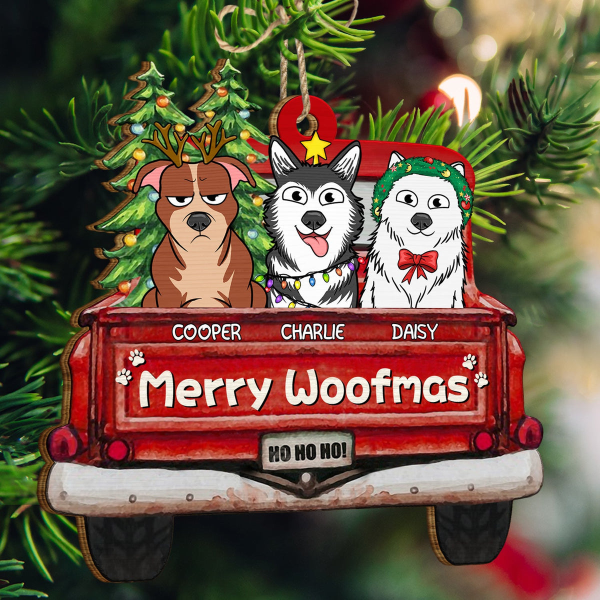 Merry Woofmas - Christmas Gift For Dog Lovers - Personalized Wooden Cutout Ornament