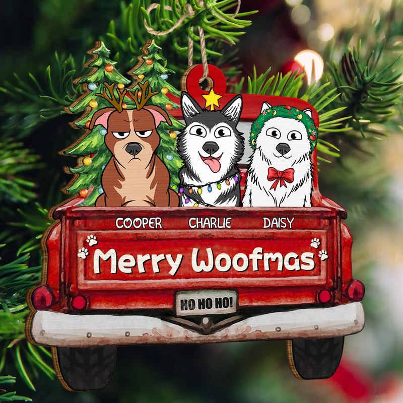 Merry Woofmas - Christmas Gift For Dog Lovers - Personalized Wooden Cutout Ornament