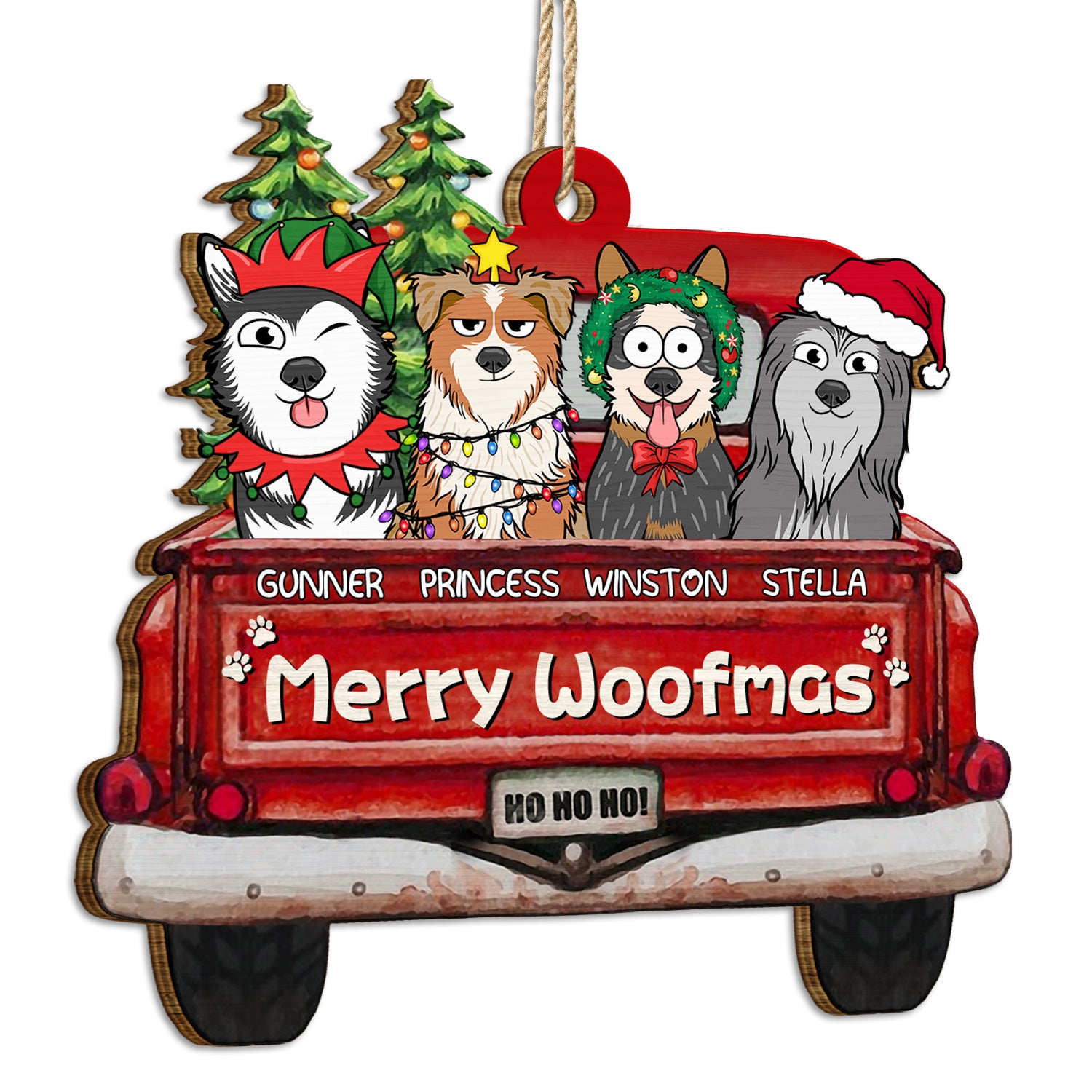 Merry Woofmas - Christmas Gift For Dog Lovers - Personalized Wooden Cutout Ornament