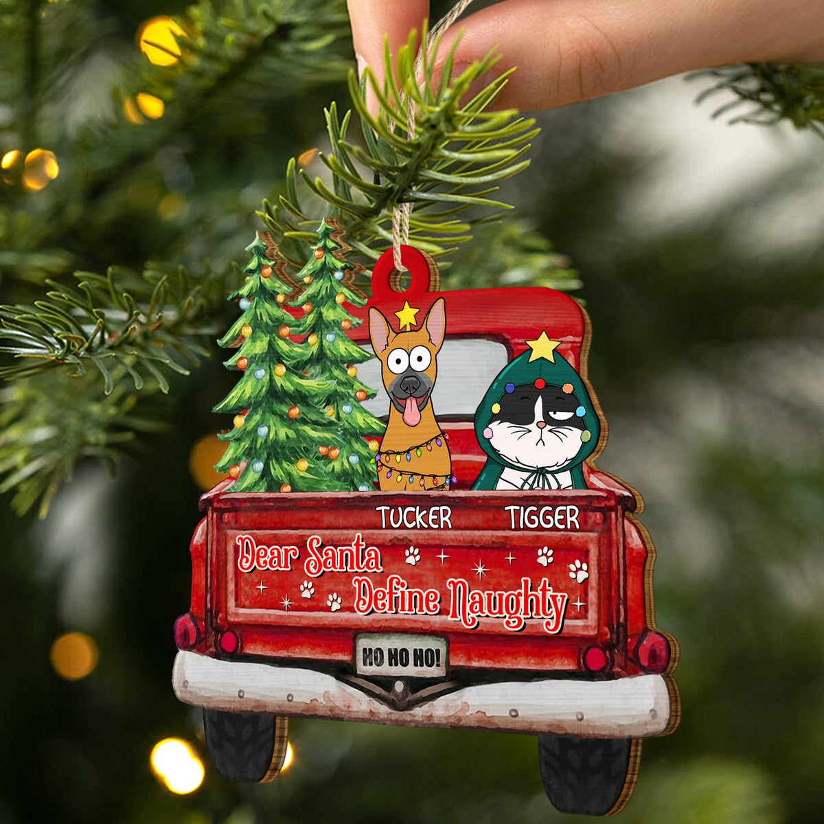 Joyeux Pawlidays - Cadeau de Noël pour les amoureux des chiens, des chats et des animaux - Décoration en bois découpée personnalisée