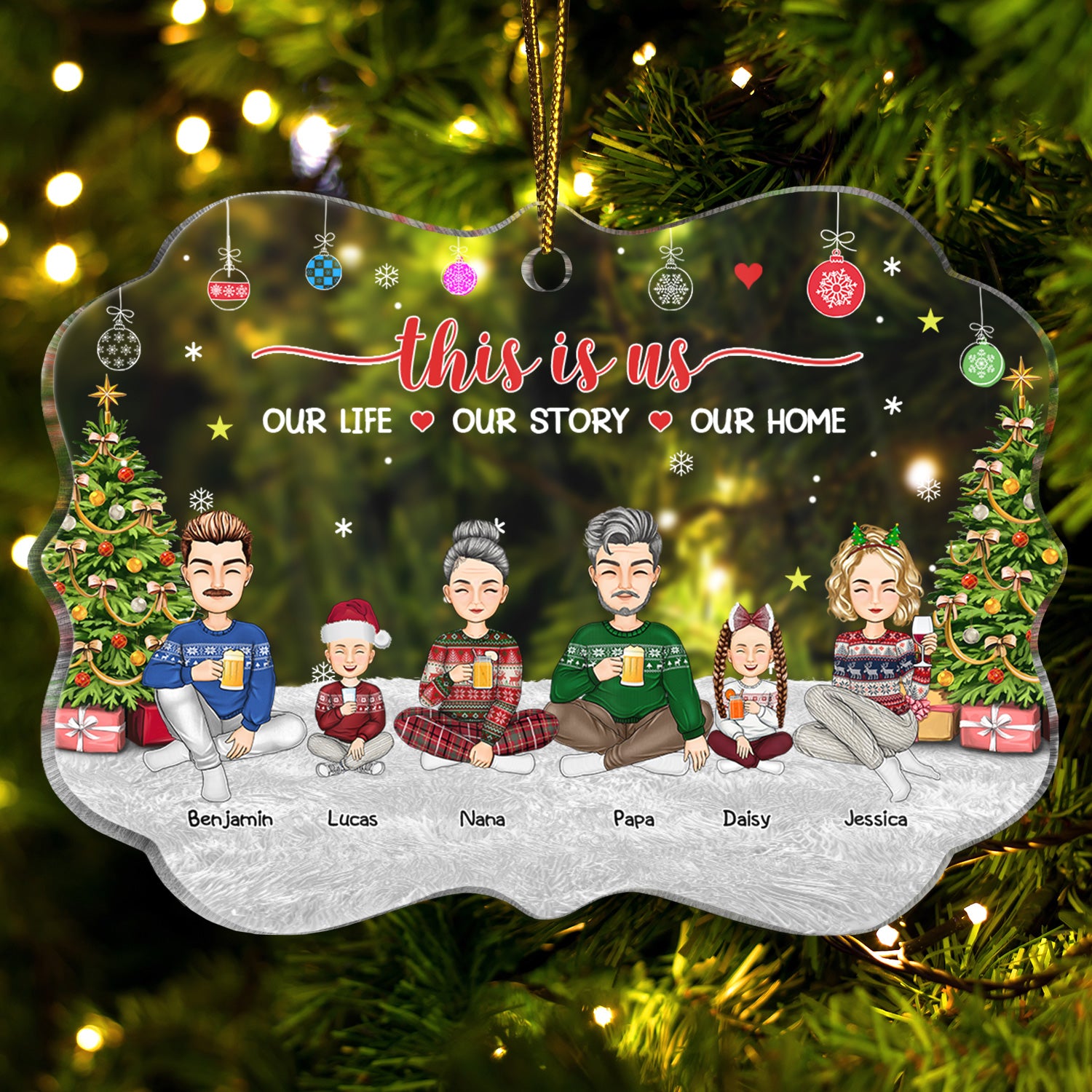 This Is Us Our Home - Christmas Gift For Family - Personalized Medallion Acrylic Ornament